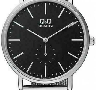 Q&Q férfi quartz, fekete számlap, ezüst tok QA96J222Y