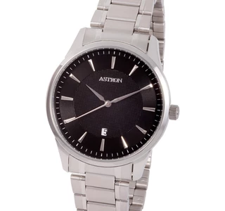 ASTRON 8019-1 ELEGÁNS FÉRFI KARÓRA, EZÜST SZÍNŰ NEMESACÉL TOK, EZÜST SZÍNŰ NEMESACÉL CSAT, FEKETE SZÁMLAP, KEMÉNYÍTETT ÁSVÁNYÜVEG, QUARTZ SZERKEZET, CSEPPMENTES VÍZÁLLÓSÁG